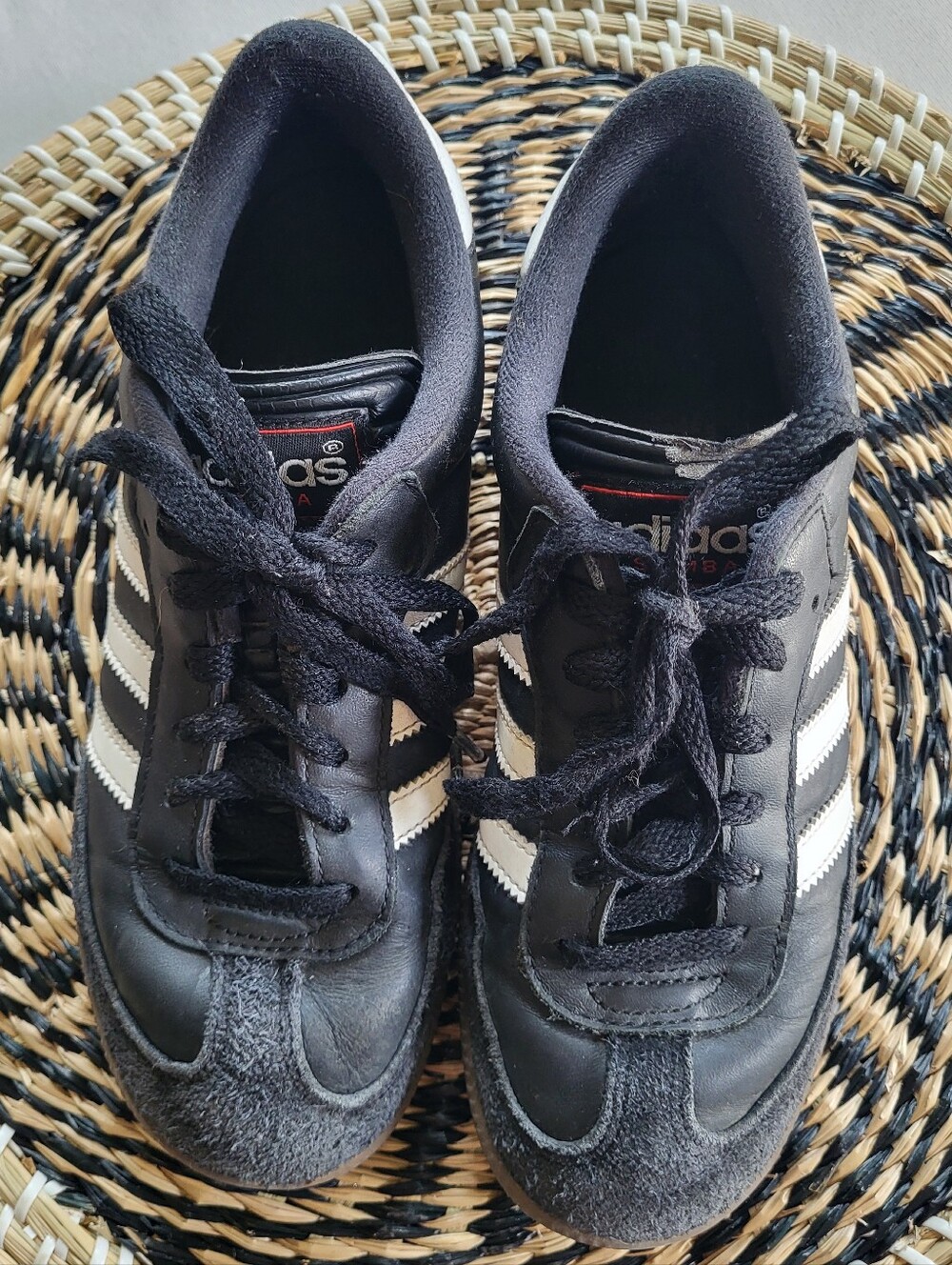 Adidas Youth 4 Black Sambas with White Stripes
